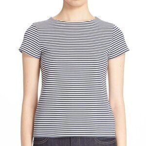 Theory Striped Stretch Cotton Short-Sleeve Top